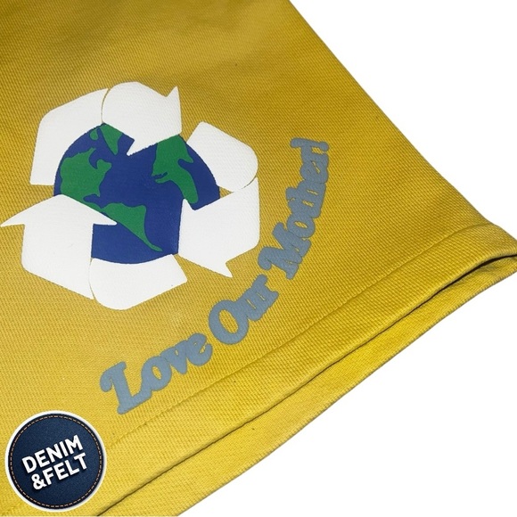 MadHappy Sun Yellow EARTH DAY ORGANIC FLEECE SHORT w/ Recycle Logo | NEW/NWT🌎 - Picture 4 of 10